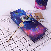 NEW - Romantic Galaxy Rose Flower with Love Base Stand