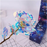 NEW - Romantic Galaxy Rose Flower with Love Base Stand