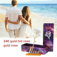 NEW - Romantic Galaxy Rose Flower with Love Base Stand