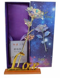 NEW - Romantic Galaxy Rose Flower with Love Base Stand