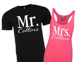 Mr and Mrs Tanks Tops for Bride and Groom