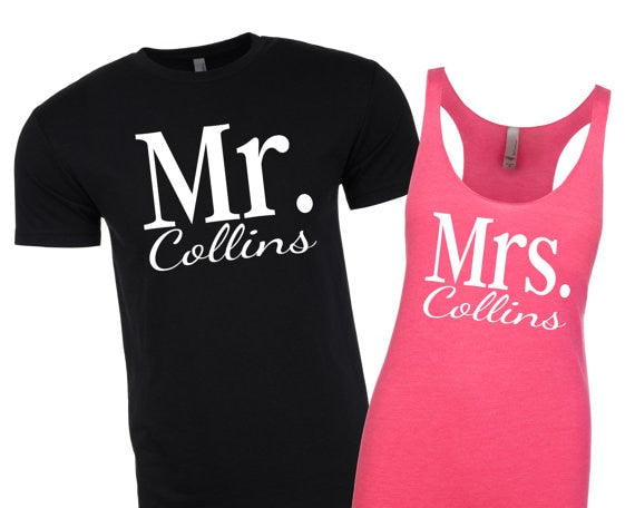 Mr and Mrs Tanks Tops for Bride and Groom