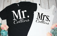 Mr and Mrs Tanks Tops for Bride and Groom