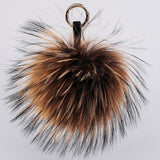 Luxury 15cm Fluffy Raccoon Fur Ball Keychain -- Real Fur!!