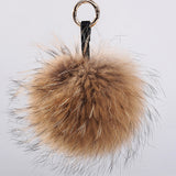 Luxury 15cm Fluffy Raccoon Fur Ball Keychain -- Real Fur!!