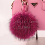 Luxury 15cm Fluffy Raccoon Fur Ball Keychain -- Real Fur!!