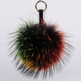 Luxury 15cm Fluffy Raccoon Fur Ball Keychain -- Real Fur!!