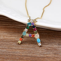 ~~ New Arrival ~~ Personalized Name Letter Necklace -  Rainbow CZ Initials