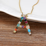 ~~ New Arrival ~~ Personalized Name Letter Necklace -  Rainbow CZ Initials