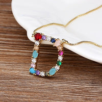 ~~ New Arrival ~~ Personalized Name Letter Necklace -  Rainbow CZ Initials