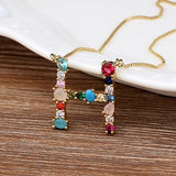 ~~ New Arrival ~~ Personalized Name Letter Necklace -  Rainbow CZ Initials