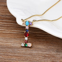 ~~ New Arrival ~~ Personalized Name Letter Necklace -  Rainbow CZ Initials