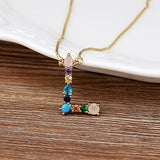 ~~ New Arrival ~~ Personalized Name Letter Necklace -  Rainbow CZ Initials