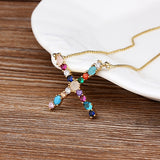 ~~ New Arrival ~~ Personalized Name Letter Necklace -  Rainbow CZ Initials