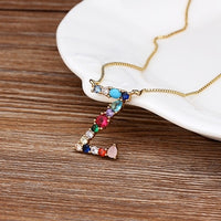 ~~ New Arrival ~~ Personalized Name Letter Necklace -  Rainbow CZ Initials